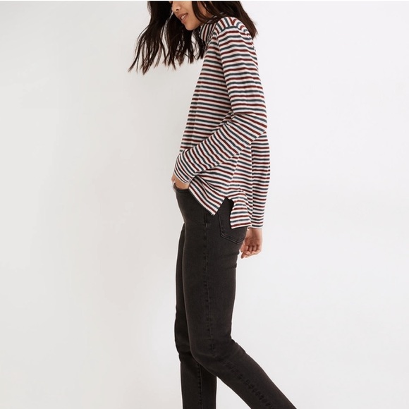 Madewell Whisper Cotton Turtleneck in Herrick Stripe - Picture 2 of 4